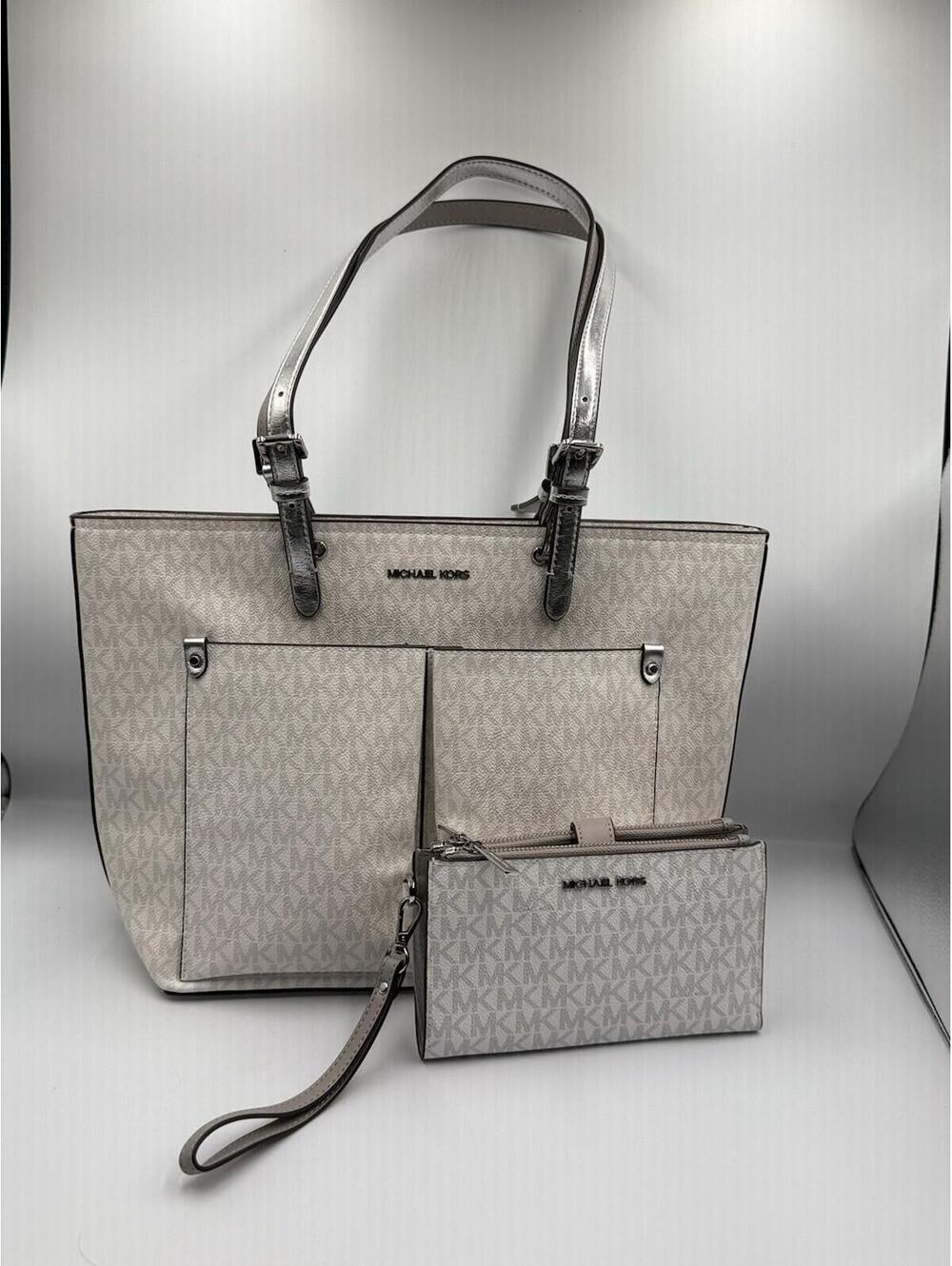 Michael Kors Tote Bag + Wallet Set Vanilla MK Signature Matching
